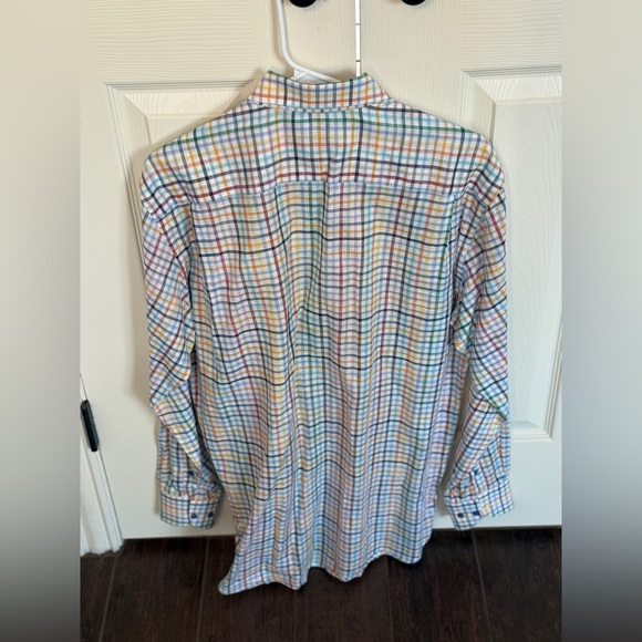 Men’s St Croix Pastel Gingham Dress Shirt - Made In Italy - Medium Button up - Picture 2 of 4